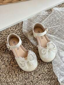 1 Pair Children's Rhinestone Decorated Closed Toe Sandals, Soft Bottom Non-Slip Princess Shoes For Girls, Suitable For Spring, Summer And Autumn, Pink Color - Beige - View 2
