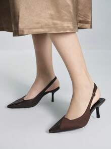 Tacones altos elegantes con diseño de hebilla y punta afilada para mujer - Marrón - Ver 3