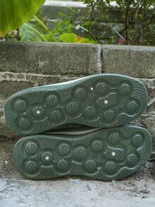 女士轻便软底步行鞋，夏季镂空透气休闲鞋，舒适妈妈鞋 - 軍綠色 - 查看 6