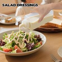 1pc Squeeze Sauce Bottle! Leak-Proof Design + Clear Measurement Scale, With Lid Seasoning Bottle, Suitable For Grilling, Salad And Baking - 0.6L/0.8L/1L (20oz/27oz/33oz) - Transparent White - View 6