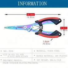 Multi-Functional Stainless Steel Fishing Pliers With Bent Hook, Colorful Titanium Alloy Split Ring Cutter, And Anti-Slip Lead Press Handle - Baby Blue - View 9