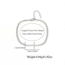 1pc Fashion Simple Cross Golden/Silvery Stainless Steel Chain Bracelets For Men - Cross - View 3