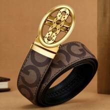High-End GOOD Letter Buckle Men's Fashion Letter G Plaid Belt, Automatic Buckle Casual For Middle-Aged - Multicolor - View 2