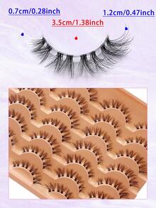 ENCHUW 14 Pairs False Eyelashes Fluffy Soft Wispy Volume Natural Lashes With Clear Band Reusable Eyelashs Makeup For Vacation - Black - View 2