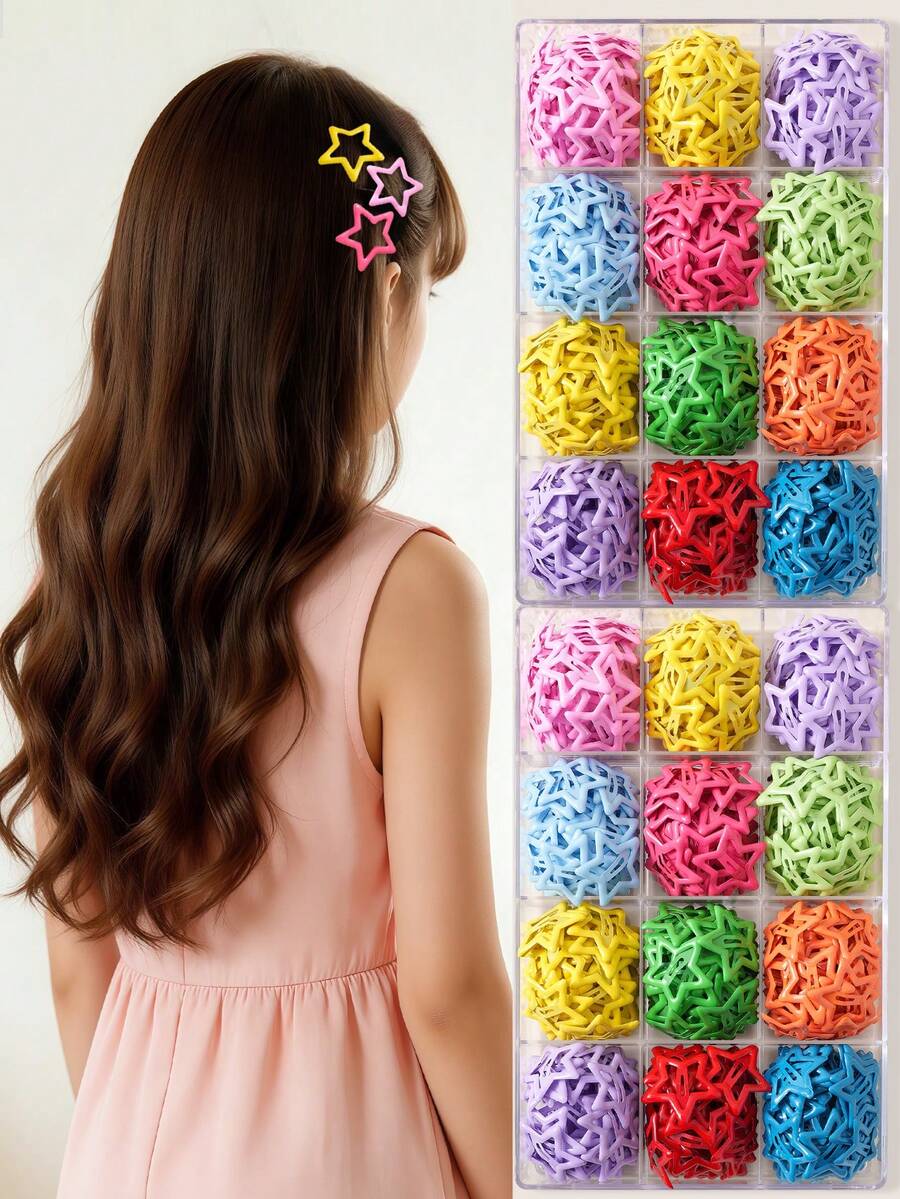10 Stück/30 Stück/50 Stück zufällige Farbe Stern Haarspangen, Mädchen Haarschmuck Fünfzackige Stern BB Clips, kleine Clips für Fransen, Sommer, Feiertage, Reisen - Verschiedenfarbig - Übersicht 1