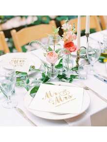 100/50/20pcs Rhinestone Foil Wedding Napkins, 3-Ply Disposable Dinner Napkins, Wedding Table Decor Napkins, White Wedding Napkins, Bridal Shower Decorations - Multiple Styles - View 5