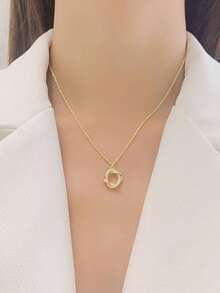 1pc Stainless Steel Rose Wreath Pendant Necklace, Fashionable Luxury Elegant Design Jewelry Gift - Rose Wreath - View 3