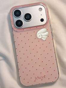 可爱天使翅膀波点软壳手机壳，适用于 17 Pro Max、17 Pro、17、16 Pro Max、16 Pro、16、15 Pro Max、15 Pro、15、14 Pro Max、14、13、12 Pro Max、11，简约 Y2K 女孩白色保护套 - 小粉波點 - 查看 5