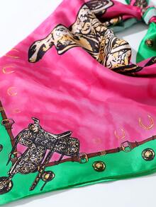 1 buah Syal/Bandana Motif Barat Fashion Wanita - Desain Topi Serbaguna, Terbuat dari Poliester, Cocok untuk Padu Padan Fashion Sehari-hari, Pantai, Liburan, Perlengkapan Perjalanan, Liburan - MultiWarna - View 4
