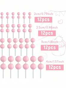 48pcs Spherical Cake Decorations Mini Balloon Paper Cupcake Decor Foam Cake Balls Blue Or Pink Cake Balls Decor For Birthday Party, Wedding Anniversary, Christening, Gender Reveal Party (Please Use After Installing The White Tube. The Spherical Surface Should Not Contact The Cake.) - Multicolor - View 10
