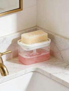 1/2个皂液器，二合一餐具皂液器 | 含海绵架 | 按压清洁 | 保持厨房水槽整洁 | 提升您的厨房习惯 | 时尚二合一皂液器和海绵垫 | 轻松洗碗，简约台面 - 按壓式 - 查看 5