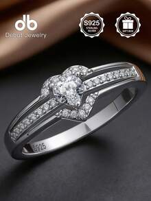 925纯银双层心形几何圆环戒指，适合女性作为结婚订婚新娘首饰，情人节礼盒包装 - 簡約愛心 - 查看 14