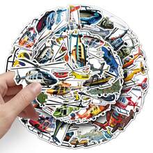 50pcs/Set Helicopter Stickers, Cool Transportation Stickers Suitable For Holiday Decorations Like Halloween, Christmas, Easter, DIY On Water Bottles, Skateboards, Energetic Graffiti Set For Journals, Scrapbooks, Party Supplies, Great For Winter, New Year - M - View 2