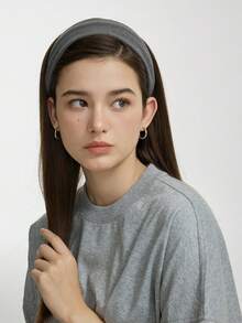 1pc Gray Wide-Brimmed Toothed Headband, Versatile High Crown - Multicolor - View 2