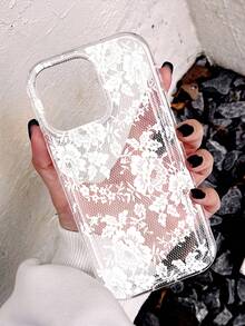 1 chiếc ốp lưng điện thoại trong suốt, mềm mại, chống trượt, họa tiết ren lãng mạn, thanh lịch, phù hợp với 11/12/13/14/15/16 Pro Max - Nhiều màu - Xem 3