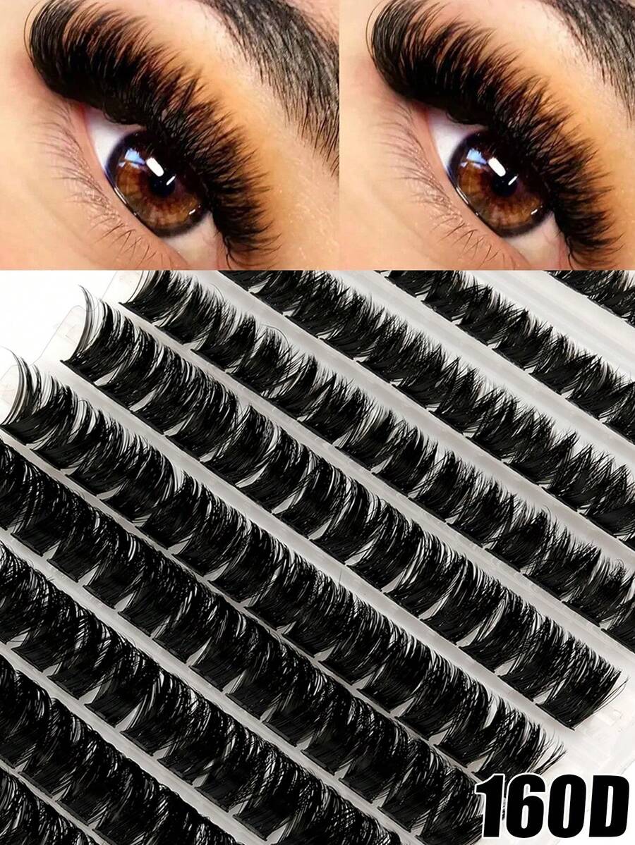 140片D型卷翘混合长度8-16毫米蓬松轻盈假睫毛，自然睫毛嫁接，可重复使用睫毛簇 - 查看 1