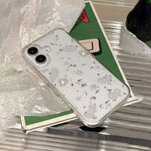 1个奢华3D珍珠蝴蝶结银箔手机壳，适用于 17 Pro Max Air 16 15 14 13 12 11 Pro Max 小米 Ni XR X XS Max 7 8 Plus - 無色 - 查看 7