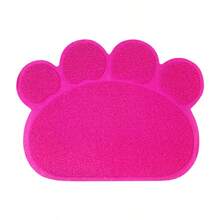 1pc PVC Anti-Slip Pet Cat Litter Mat, Paw Print Design, Dual Use As Litter Box Mat & Feeding Mat - Multicolor - View 4