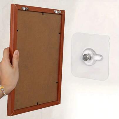 10Pcs Heavy Duty Adhesive Wall Hooks 13LB Load Capacity, No Nails No Drill Damage Free Self Stick Sticky Hooks For Hanging Pictures Towels Coats Keys Bags Bathroom Kitchen Home Office Organizer