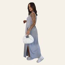 Women's Long Dress Set With Side Slit And Pockets - Brown + Gray - View 3