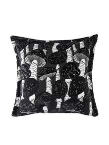 1个蘑菇图案的高端沙发枕套，适用于客厅和卧室，轻奢简约 - 黑色 - 查看 1