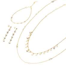 Women's Set: Necklace, Choker, Bracelet, Earrings, Cubic Zirconia, Crystal, 18k Gold Plated Costume Jewelry - 金色 - 查看 8