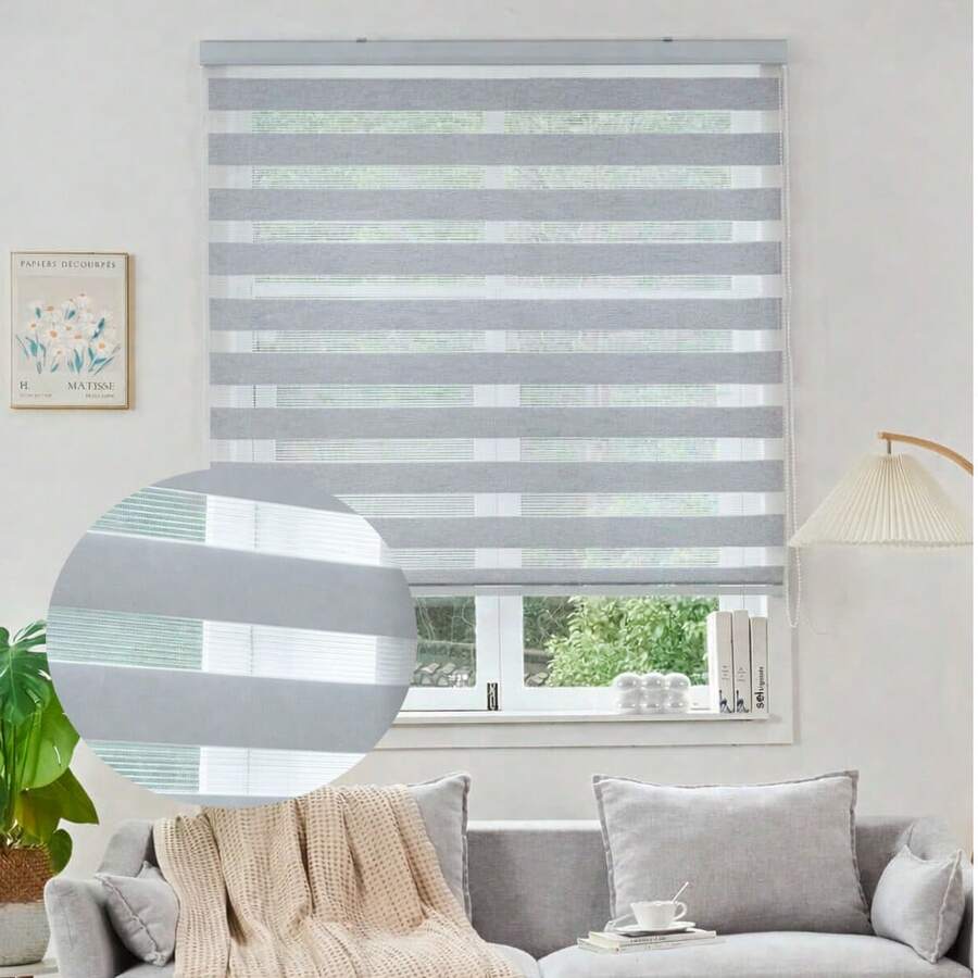 VENECIA Persiana Enrollable Tipo Cortina Roller Duo en 4 tamaños diferentes 80cmx180cm, 100x180cm, 120x180cm y 150x180cm , Diseño Moderno con Filtro de Luz y Privacidad, Disponible en Colores Blanco y Gris Ideal para Hogar u Oficina. - gris - Ver 1