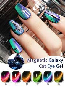 VOKY 6件套双光磁性猫眼美甲油套装，透明亮泽，UV/LED灯，半永久美甲，7毫升 - 彩色 - 查看 2