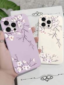 Ốp lưng điện thoại silicon lỏng hình hoa anh đào, tương thích với iPhone 17 Air, 16e, 16, 15 Pro Max, 14 Plus, 13 Mini, 12 Pro, 11, X, XS, XR, XS Max, 7, 8 Plus, SE2, SE3 và nhiều dòng máy khác. - Màu tím - Xem 4