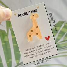 1/2个可爱长颈鹿口袋拥抱纪念品，附赠贺卡，迷你树脂长颈鹿摆件，送给亲朋好友的励志礼物，母亲节礼物 - 查看 4
