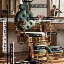 Huisuilinss Vintage Barber Chair,Hydraulic Recline Salon Chair,Hair Styling Chair,Adjustable Height,360° Swivel,Headrest & Footrest,700lbs Capacity,For Barbershop Beauty Tattoo Massage - 綠色 - 查看 2