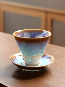 高端商用中式杯碟套装，创意裂纹釉面质感咖啡厅、餐厅茶杯、甜点杯、马克杯、茶杯、水杯，杯碟套装 - 彩色 - 查看 8