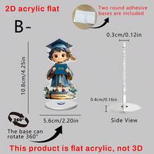 1/2pcs360° Rotating Acrylic Graduation Ornament With Bouquet And"Congratulations"Sign.Suitable For Desks,Bookshelves, Bedrooms - Rotating Ornaments - View 13
