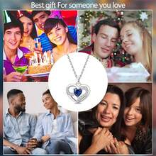 925纯银心形蝴蝶蓝宝石吊坠项链，女士精致锁骨链，闺蜜情侣珠宝礼物 - 彩色 - 查看 6