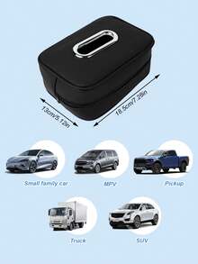 Caja de pañuelos multifuncional para coche - Caja de pañuelos colgante de cuero con 2 bolsillos de malla, adecuada para reposacabezas, apoyabrazos, parasol, organizador de almacenamiento elegante para mantener el interior del coche ordenado - caja de pañuelos - Ver 8