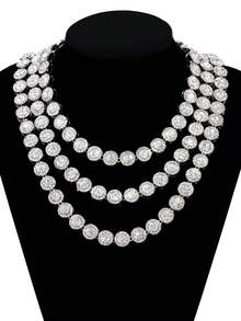 Hip Hop Iced Out Clustered Tennis Chain Choker Necklace For Men Geometric Round Heart Square Crystal Cuban Link Chain Jewelry - Men's Round Necklace - View 1