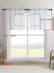 1 pièce Rideau transparent brodé, motif floral, avec poche pour tringle, en fibre de polyester avec protection UV et respirabilité, convient pour le salon, la chambre à coucher, la salle à manger - Blanc - Voir 21