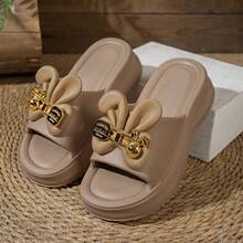 ASOFTER Summer New Fashionable Elegant Women's Sandals, Rabbit Ear Buckle Decor Thick Sole Slippers, Suitable For Cherry Blossom Season, Graduation Season, Valentine's Day - Khaki - View 13