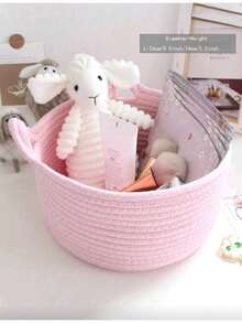 1/3 chiếc Giỏ đựng đồ thủ công đan hình tai mèo, Giỏ vải đựng đồ gia dụng hiện đại, Thích hợp cho phòng khách, phòng ngủ, bàn làm việc, phòng tắm, tủ đầu giường, hành lang, đựng mỹ phẩm, đồ trang trí, đồ chơi, kệ, đồ dùng trong nhà. - Hồng - Xem 8