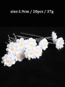 20个水晶花朵U型发夹，新娘婚礼发型配饰 - 銀色 - 查看 16