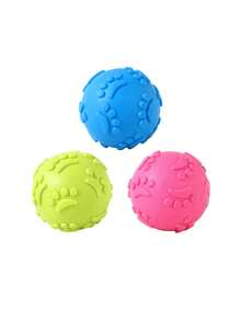 1pc/2pcs/3pcs Pet Latex Ball, Squeaky Sound When Pressed & Chewed, Textured Paw Print Surface, Helps Massage Gums, Suitable For Fetch/Toss Games For Small-Medium Dogs, Pet Supplies - Multicolor - View 9