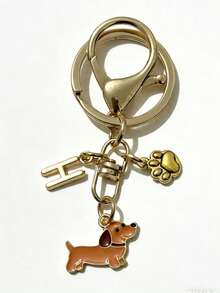 可定制腊肠犬爪印钥匙扣,狗狗爪印吊坠,包包挂饰,送给女孩的礼物 - 黃色臘腸狗+爪印龍蝦套扣 - 查看 5