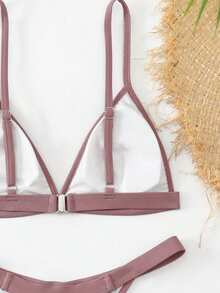 Bộ bikini màu nâu sẫm và tím quyến rũ | Áo ngực tam giác nâng ngực + Quần lọt khe dây mảnh | Phong cách trưởng thành sang trọng | Đồ bơi thiết yếu cho kỳ nghỉ hè trên bãi biển - màu nâu - Xem 8