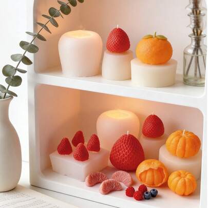 DIY Scented Candle Silicone Mold - Realistic Fruit Series - Strawberry, Blueberry, Raspberry, Orange - Beginner-Friendly Easy Demold - Creative Handmade Gift - Recommended For Valentine's Day, Birthday - Gift For Girlfriend, Best Friend