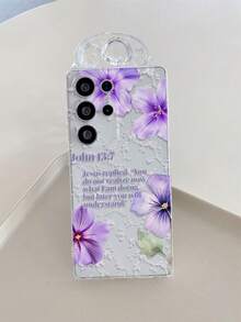 1pc Purple Lily Pattern Android Phone Case, Precise Cutout Camera Protection Suitable For Samsung Galaxy S25 Ultra/Galaxy S24 Ultra/S24/S23 Ultra/A56 5G/A55 5G/A52s 5G/A26 5G, Nothing, Pixel, INFINIX, Xiaomi Redmi Protective Cover - Multicolor - View 2