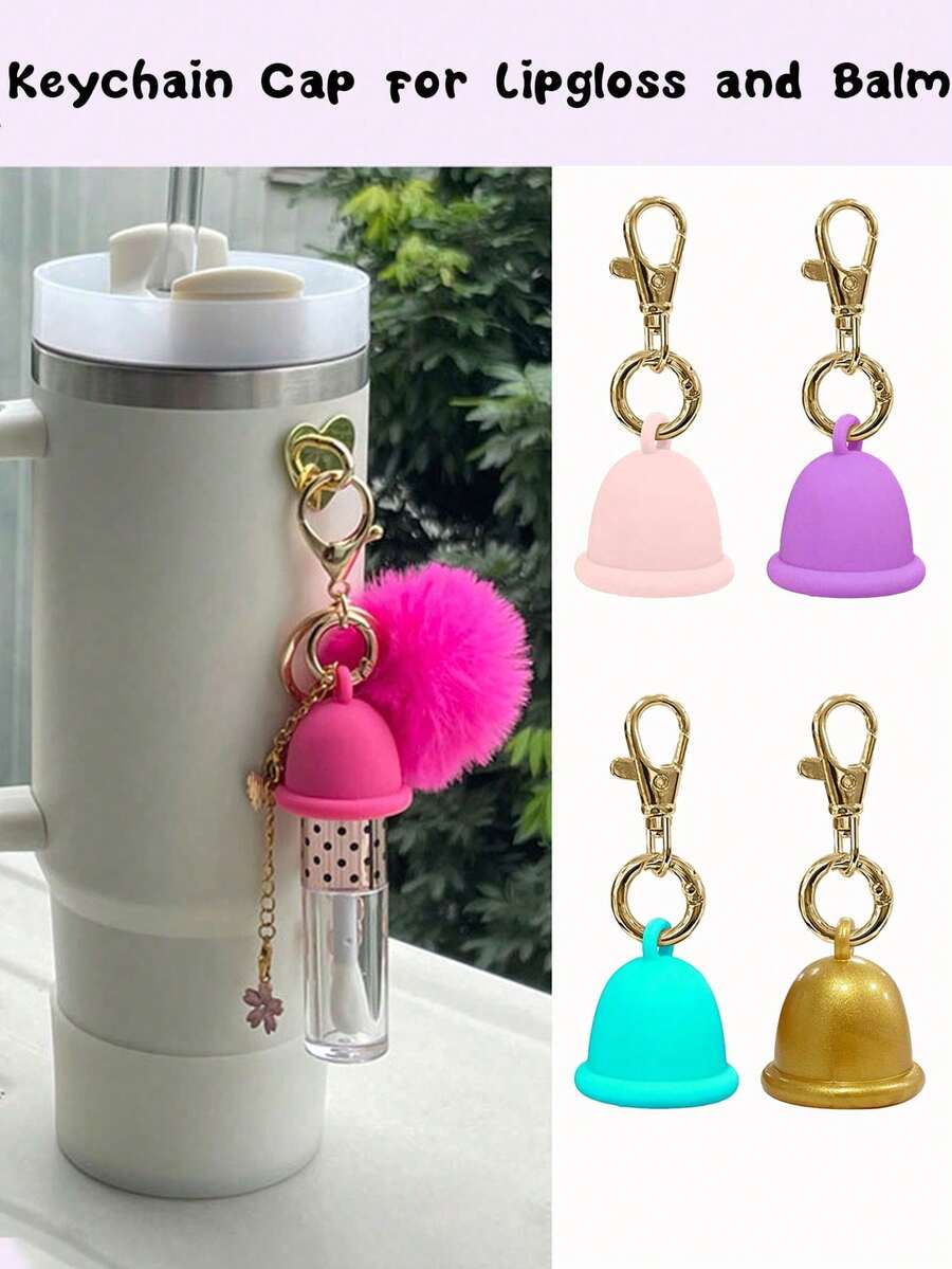 Móc khóa son bóng, móc khóa đựng son môi và son dưỡng, giá đỡ móc khóa, phụ kiện móc khóa, mặt dây chuyền son dưỡng, giá đỡ móc khóa, móc khóa nữ, quà tặng Ngày của Mẹ, nắp son hình chuông, silicon, quà tặng cặp đôi, gia đình, mẹ, quà sinh nhật - Nhiều màu - Xem 1