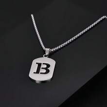 1件时尚简约不锈钢镂空26字母项链，嘻哈风格，奢华浪漫沉稳气质，休闲个性设计，百搭，适合任何场合 - 鋼色 - 查看 34