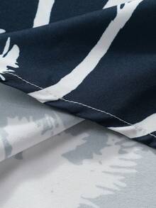Herren Geometrisches Muster Kurzarm Casual Hemd, Frühling/Sommer - marineblau - Übersicht 6
