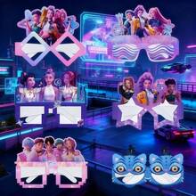 6pcs Cartoon Anime K-POP Style Square Party Glasses, 2026 New Random Styles - Multicolor - View 1