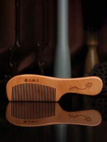 1Pc Peach Wood Comb Simple Comfortable Atmospheric Classic Wood Comb Girls' Long Hair Straight Hair Multi-Functional Cute Retro Comb - Multicolor - View 9